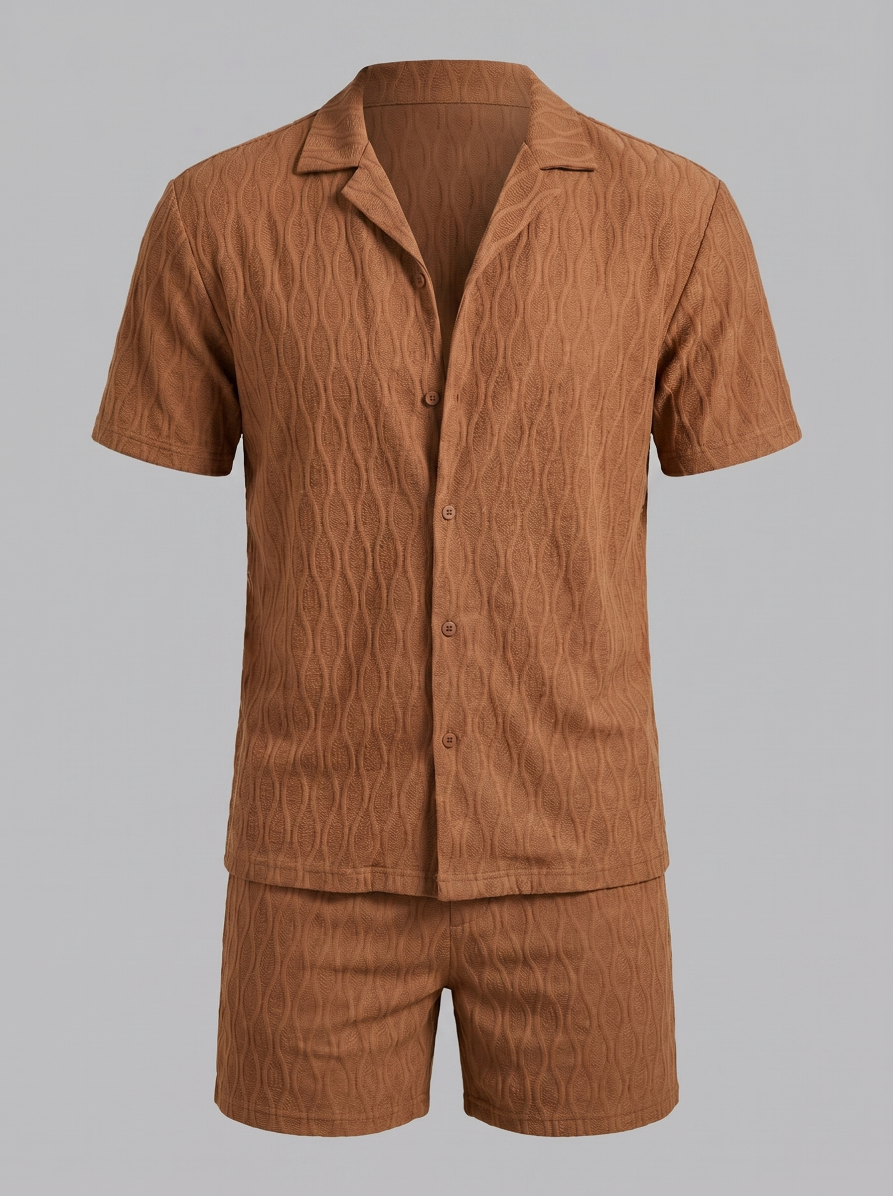 Men's Camp Shirt Shorts Jacquard Wave Summer