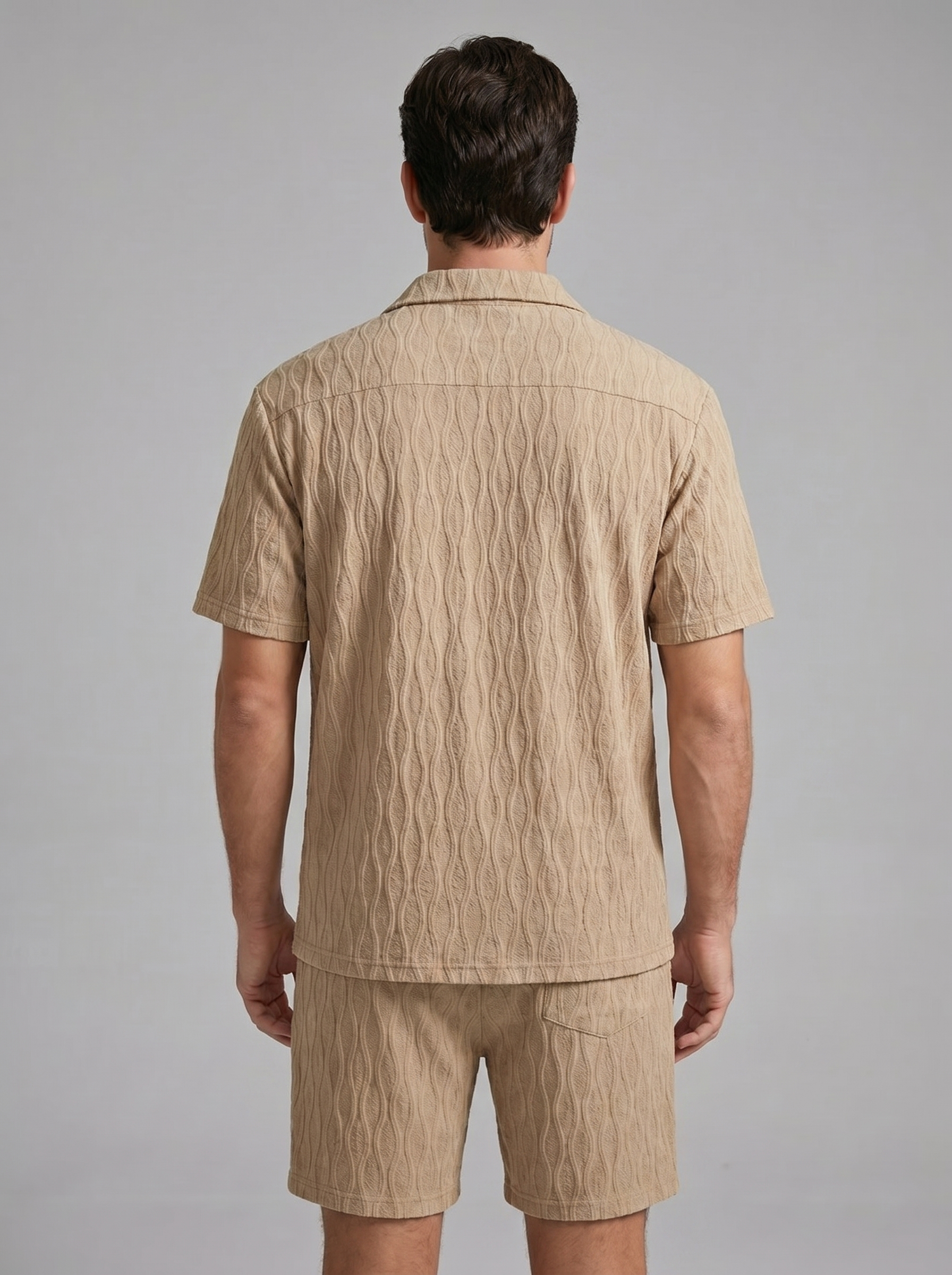 Men's Camp Shirt Shorts Jacquard Wave Summer