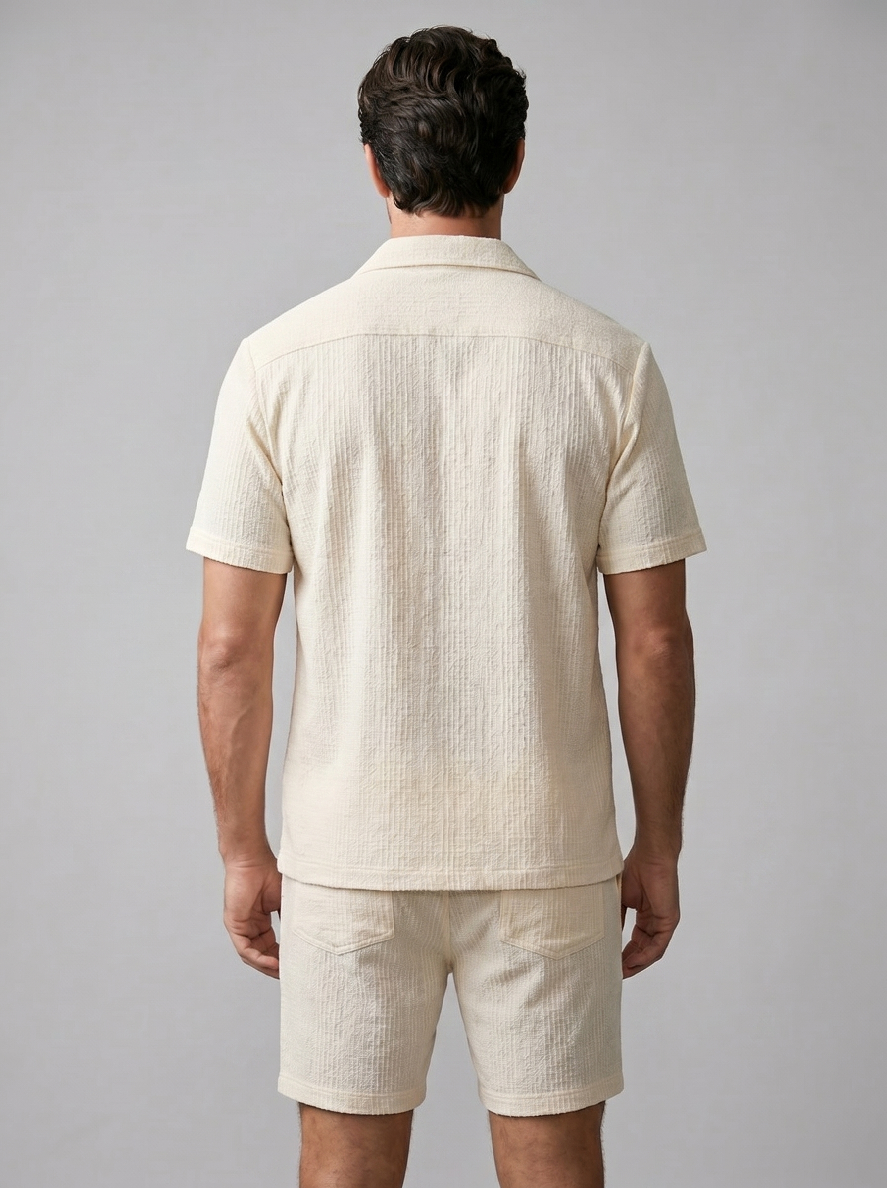 Men's Camp Shirt Shorts Jacquard Wave Summer