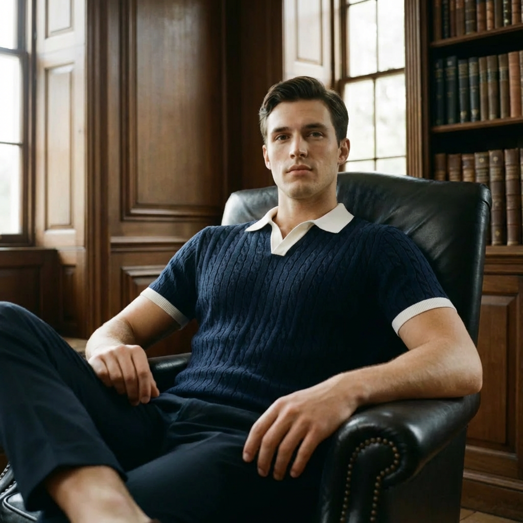 OLDMONEYLOOK | Men’s Classic Summer Knit Polo Shirt