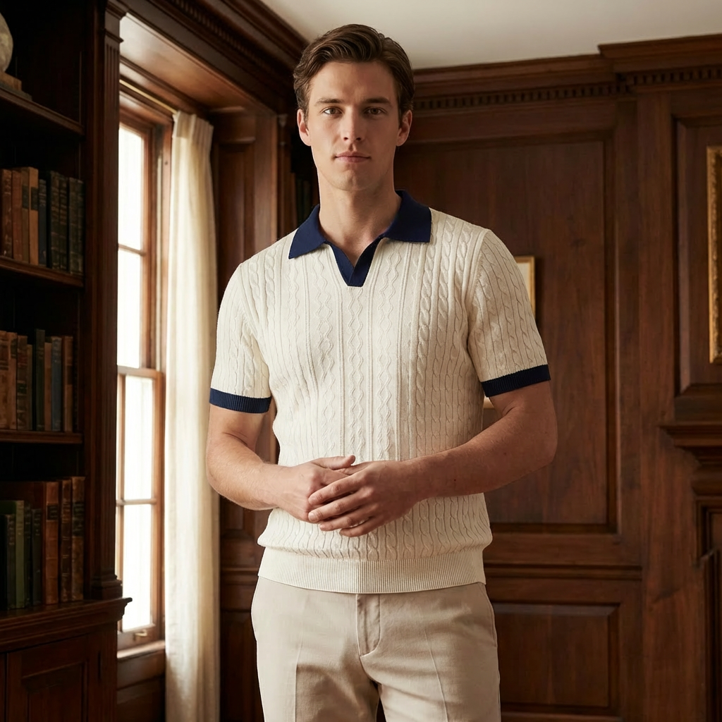 OLDMONEYLOOK | Men’s Classic Summer Knit Polo Shirt