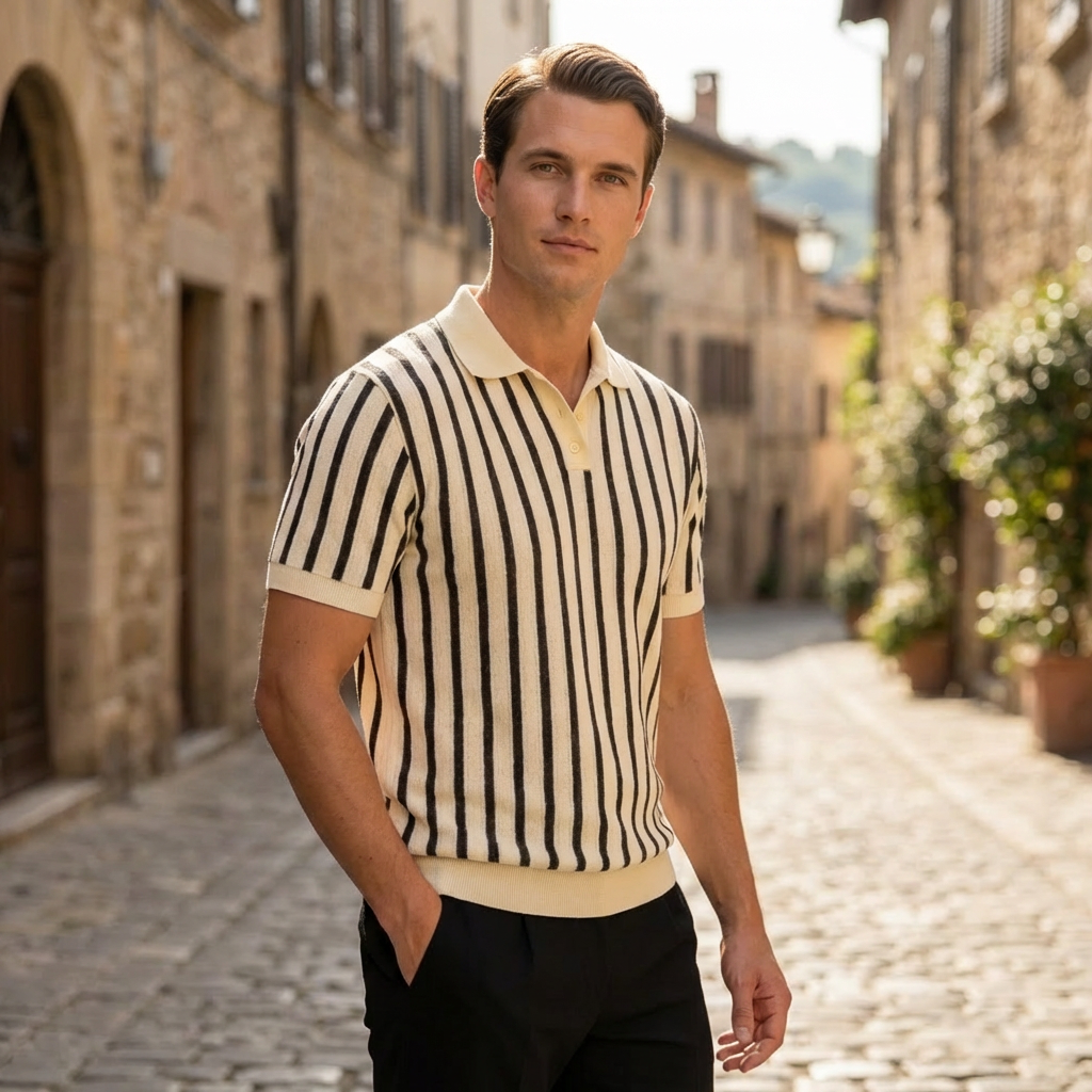 OLDMONEYLOOK | Men’s Classic Knit Polo Shirt