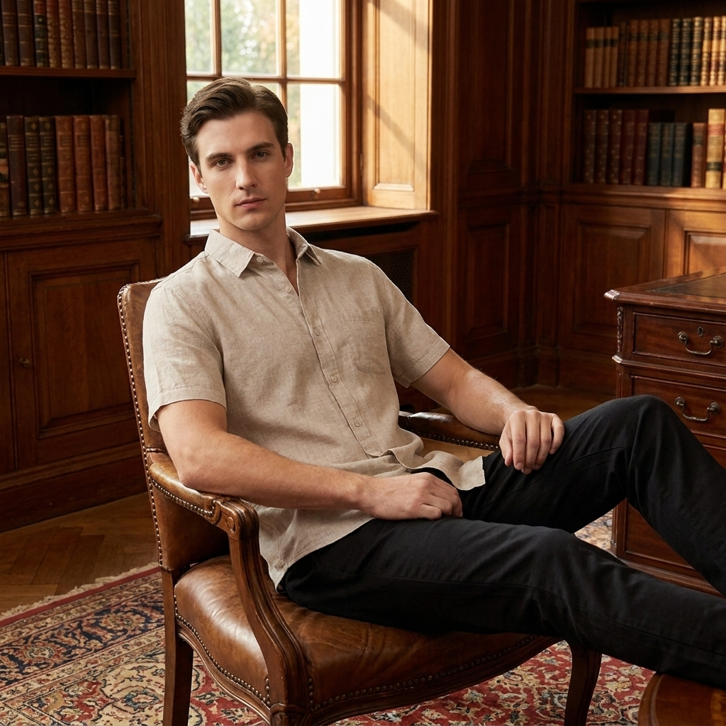 OLDMONEYLOOK | Men's Classic Linen Short Sleeve Shirt