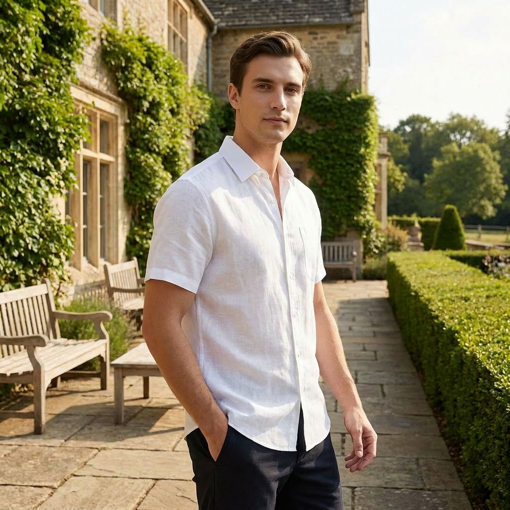 OLDMONEYLOOK | Men's Classic Linen Short Sleeve Shirt