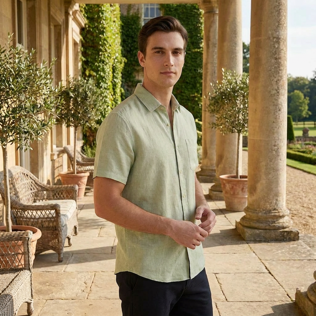 OLDMONEYLOOK | Men's Classic Linen Short Sleeve Shirt