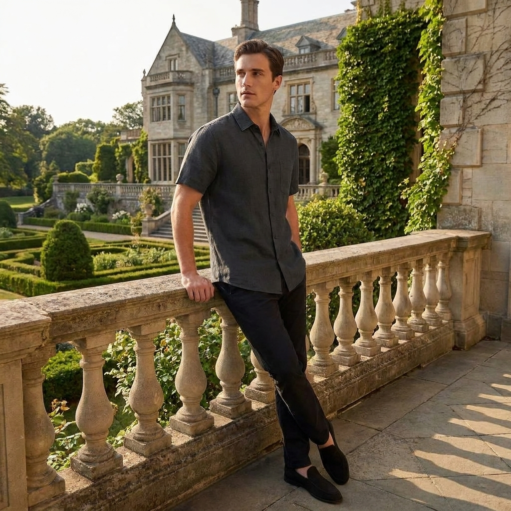 OLDMONEYLOOK | Men's Classic Linen Short Sleeve Shirt
