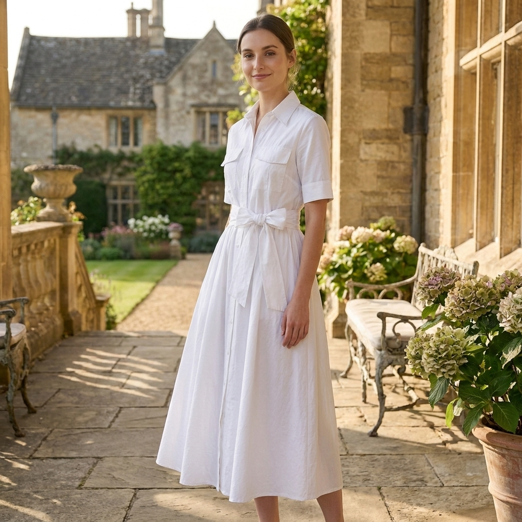 OLDMONEYLOOK | Women’s Refined Button-Up Midi Dress