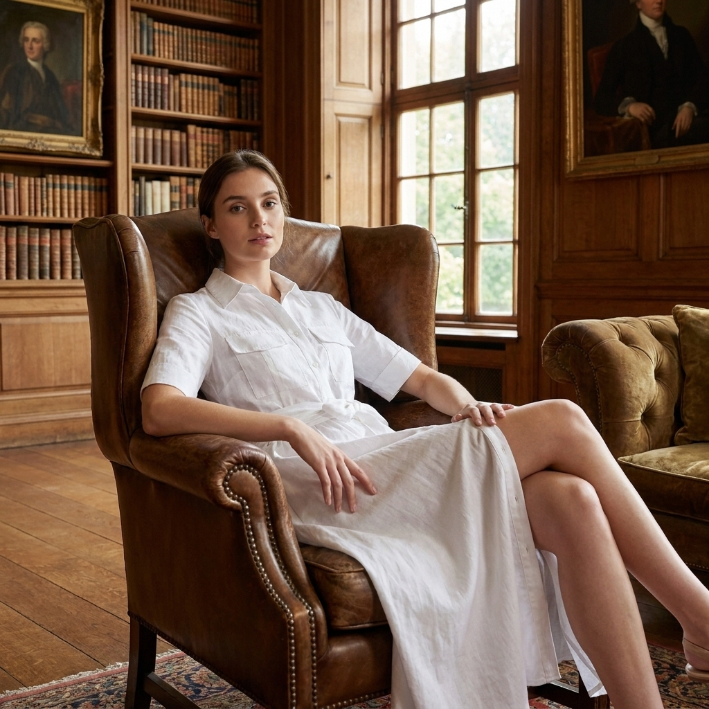 OLDMONEYLOOK | Women’s Refined Button-Up Midi Dress