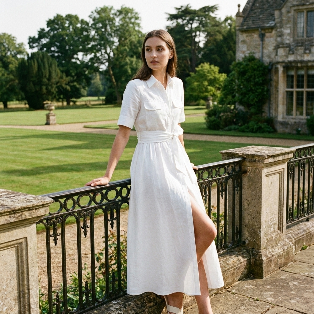 OLDMONEYLOOK | Women’s Refined Button-Up Midi Dress
