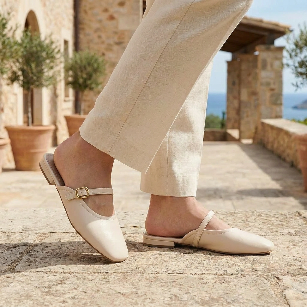 OLDMONEYLOOK | Women’s Refined Flat Slip-On Mule Shoes