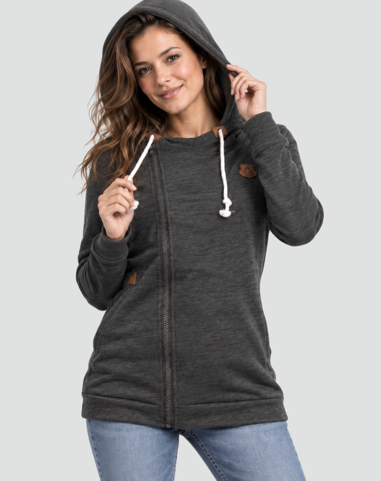 Sporty Jacket for Women with Asymmetrical Hood