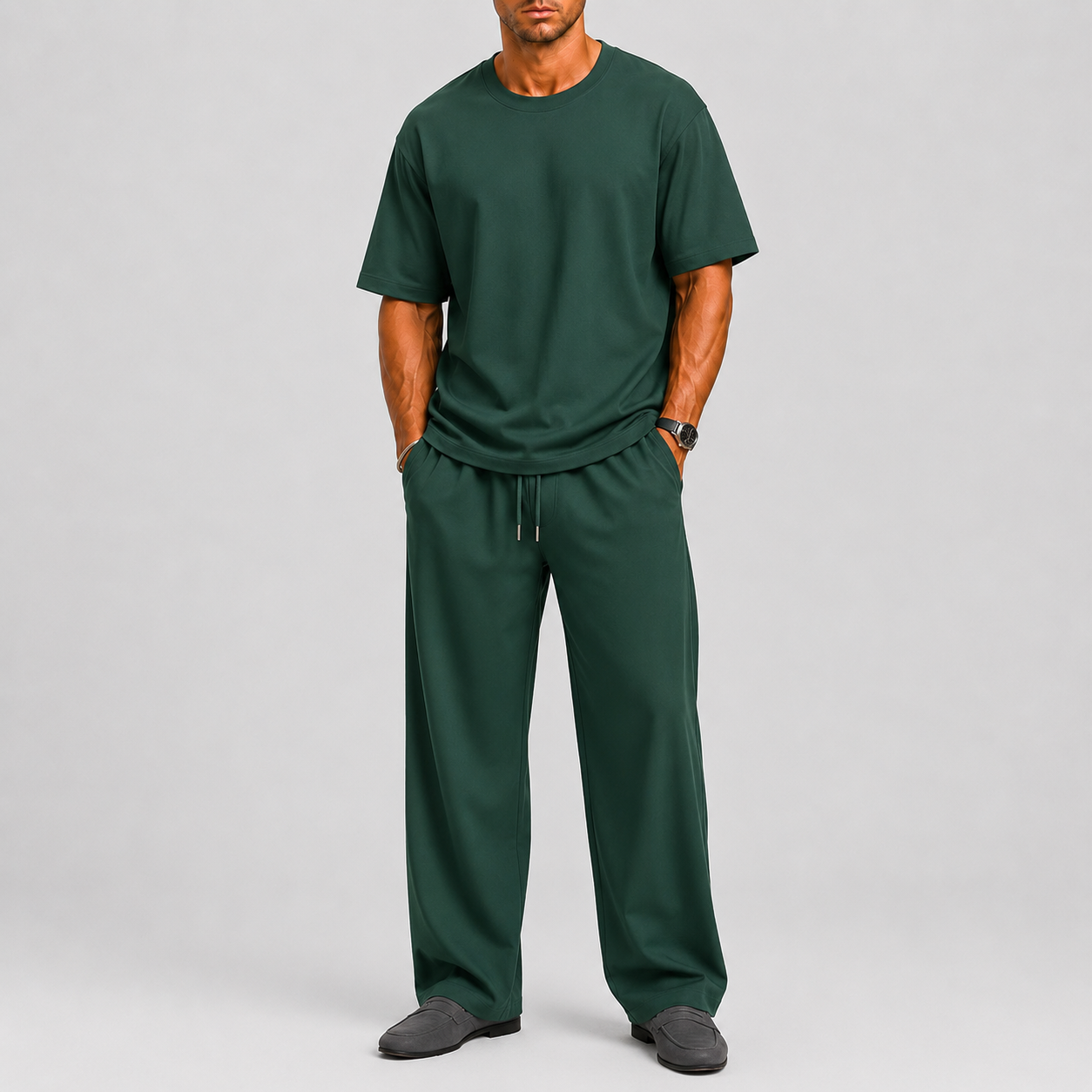 Men's Set with T-Shirt and Wide Trousers