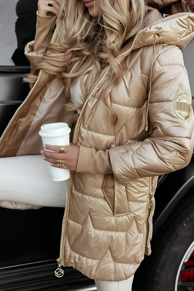 Women's Quilted Winter Coat with Hood