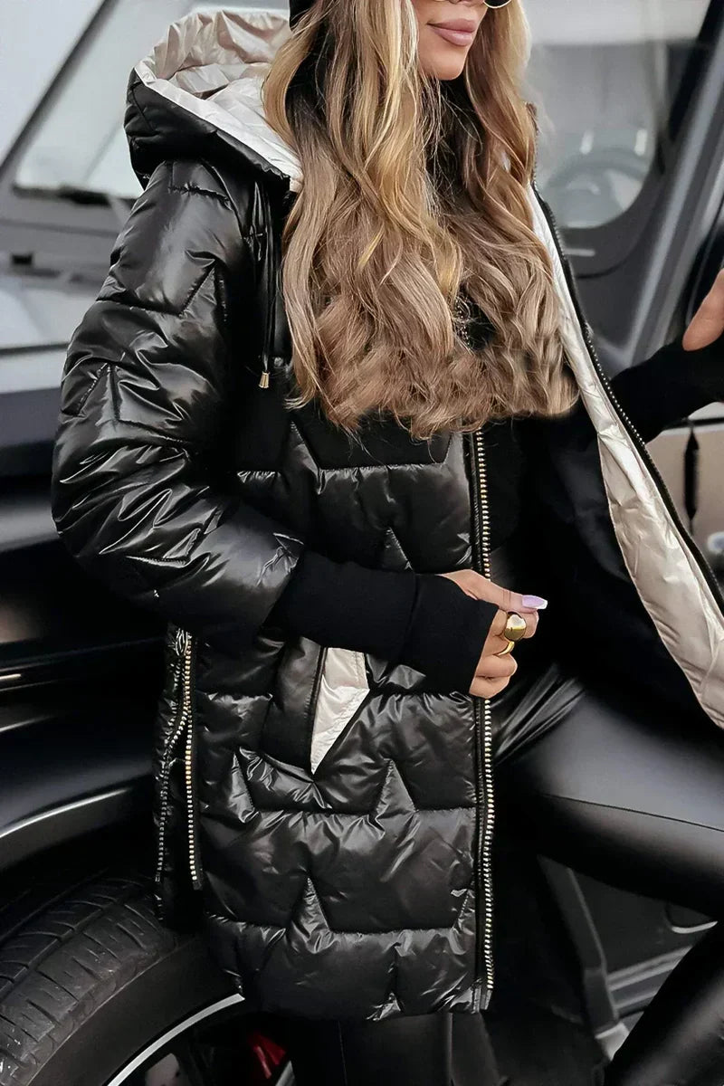 Women's Quilted Winter Coat with Hood