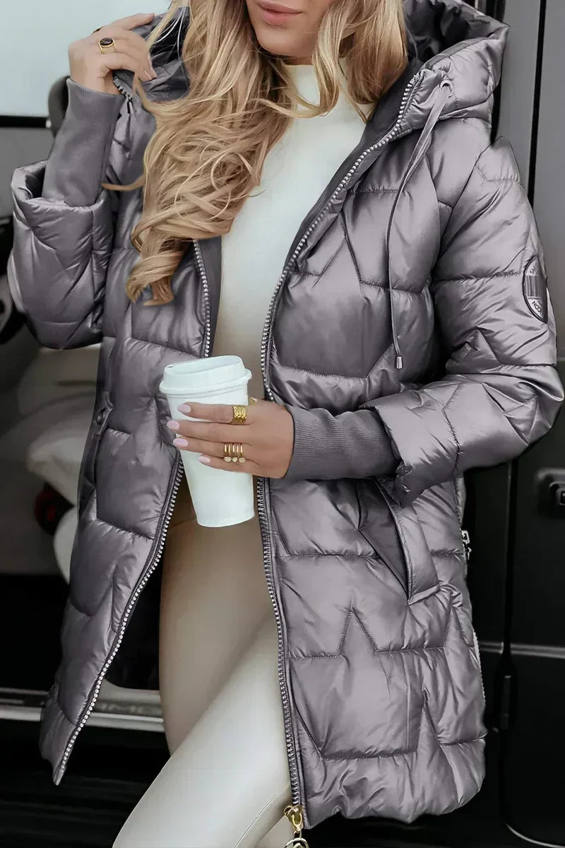 Women's Quilted Winter Coat with Hood