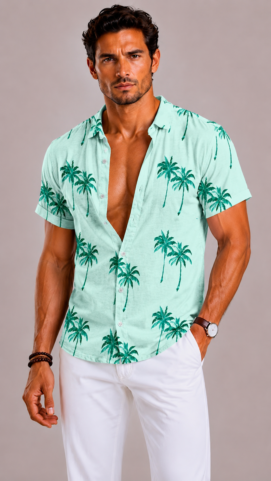 Men's Linen Shirt with Short Sleeves