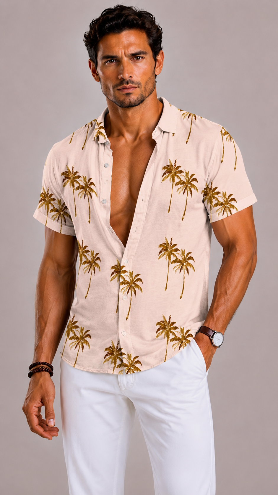 Men's Linen Shirt with Short Sleeves