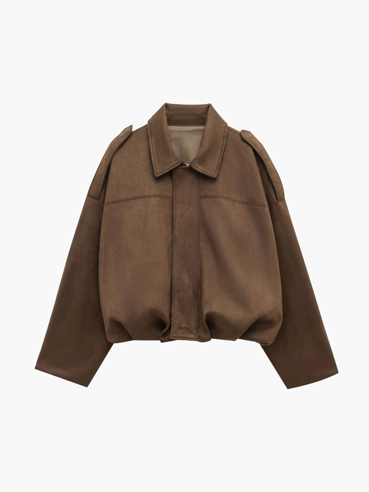 Bomber Jacket for Women in Suede with Ribbed Cuffs