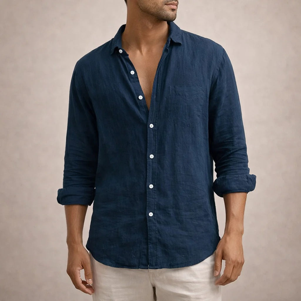 The Sardinia Men's Casual Linen Button-Up Shirt