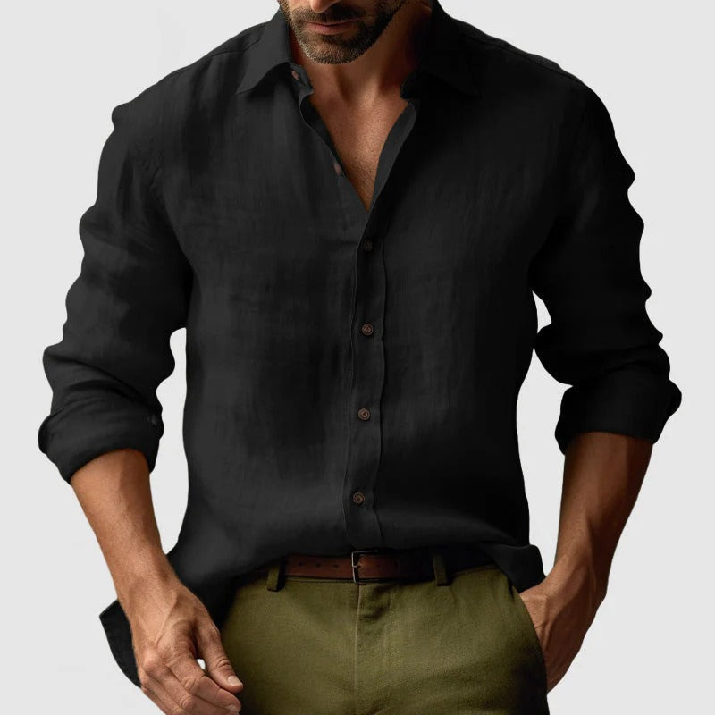 The St. Tropez Vintage Long Sleeve Linen Shirt for Men