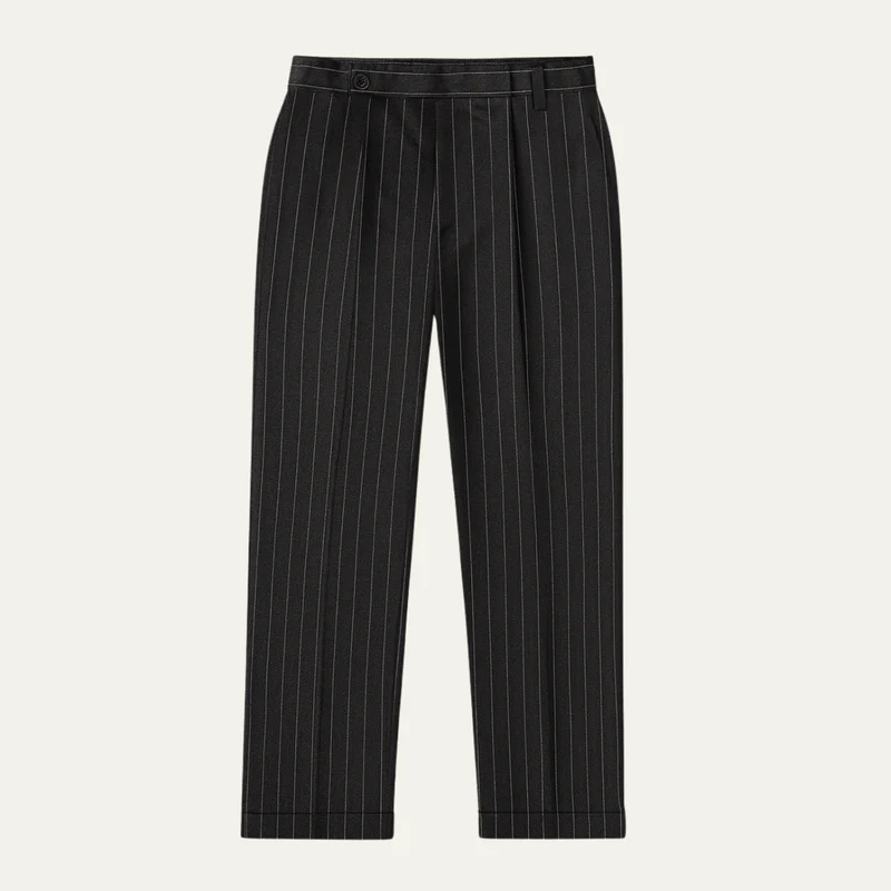 The Freycinet Men’s Lightweight Smart Casual White Pinstripe Dress Trousers