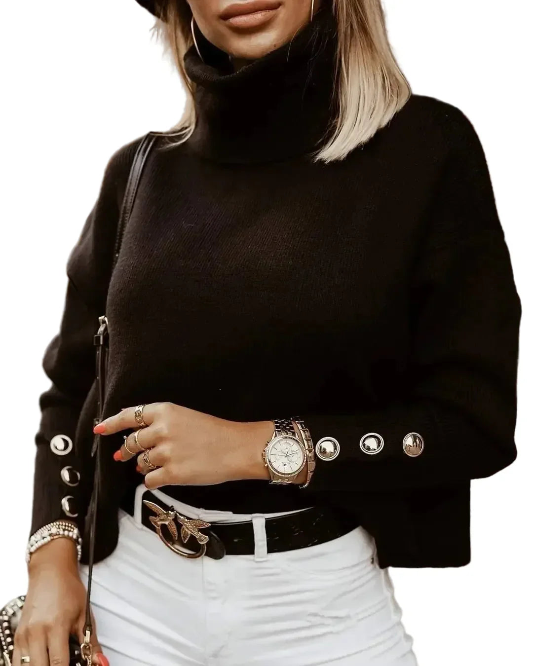 Knitted Jumper with Buttons for Women