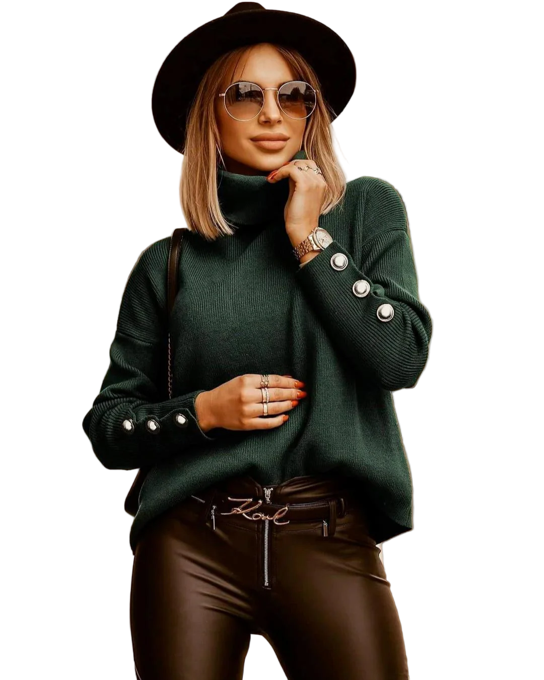 Knitted Jumper with Buttons for Women