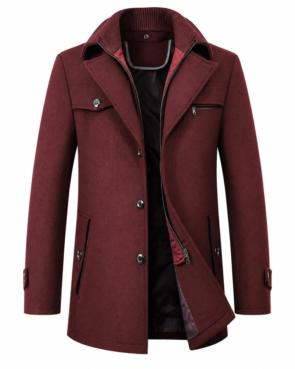 Warm Winter Coat for Men with Textured Collar for Cold Days