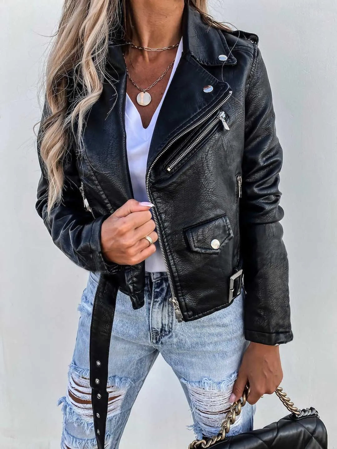 Ladies' Jacket with Asymmetric Zip and Black Colour