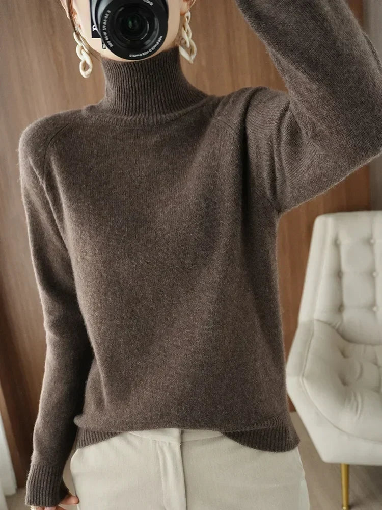 Soft Merino Wool High Neck Jumper for Women