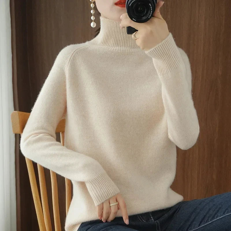 Soft Merino Wool High Neck Jumper for Women