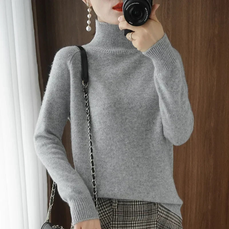 Soft Merino Wool High Neck Jumper for Women