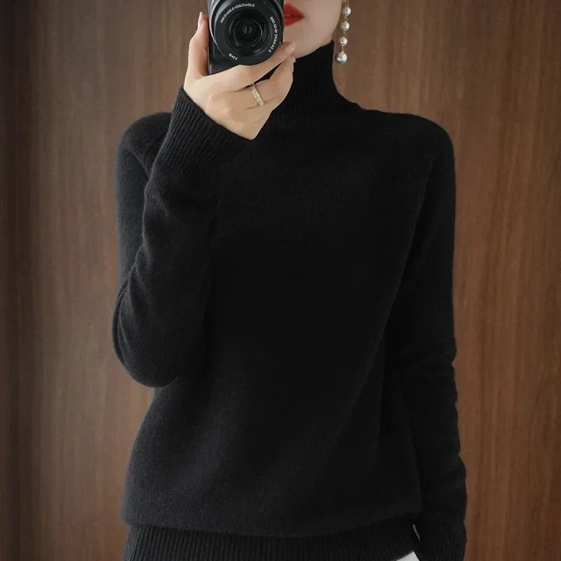 Soft Merino Wool High Neck Jumper for Women