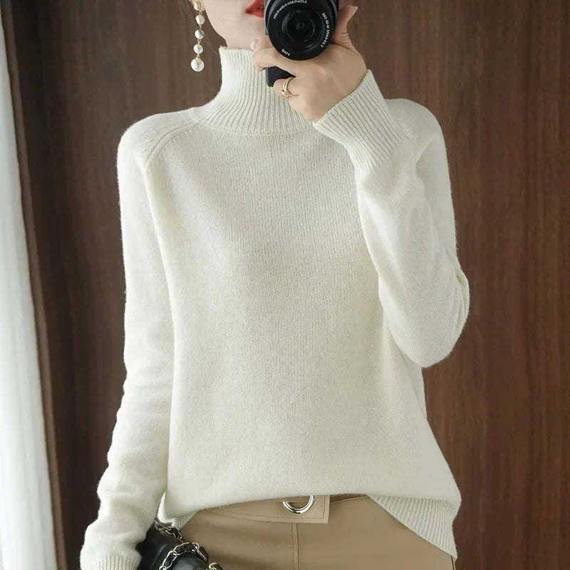 Soft Merino Wool High Neck Jumper for Women