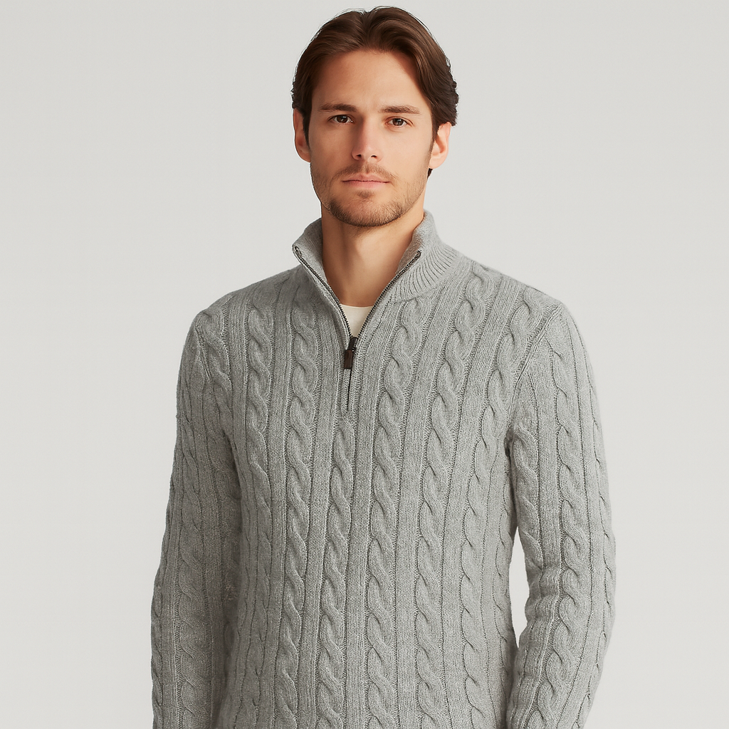 Men's Half Zip Cable Knit Sweater