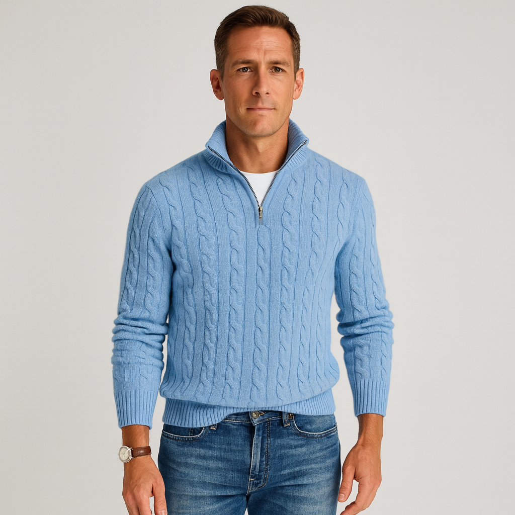 Men's Half Zip Cable Knit Sweater