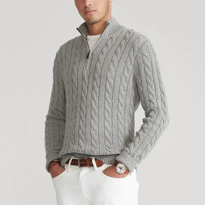 Men's Half Zip Cable Knit Sweater