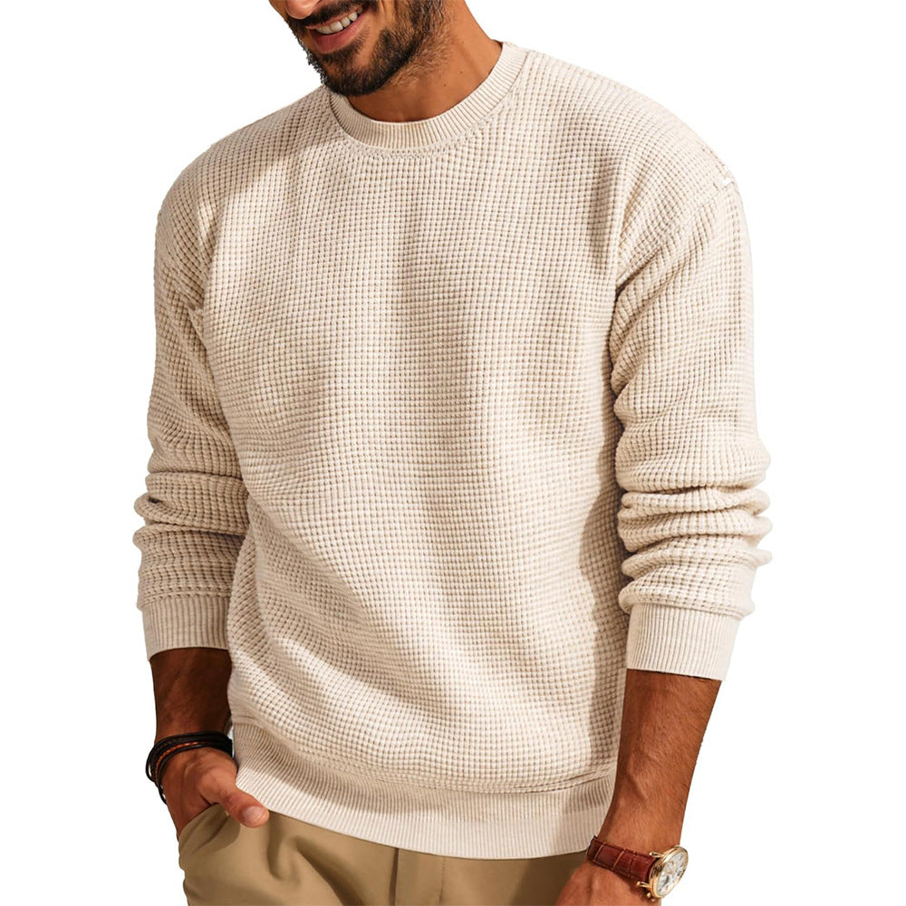 Men's Waffle Knit Crew Neck Sweater