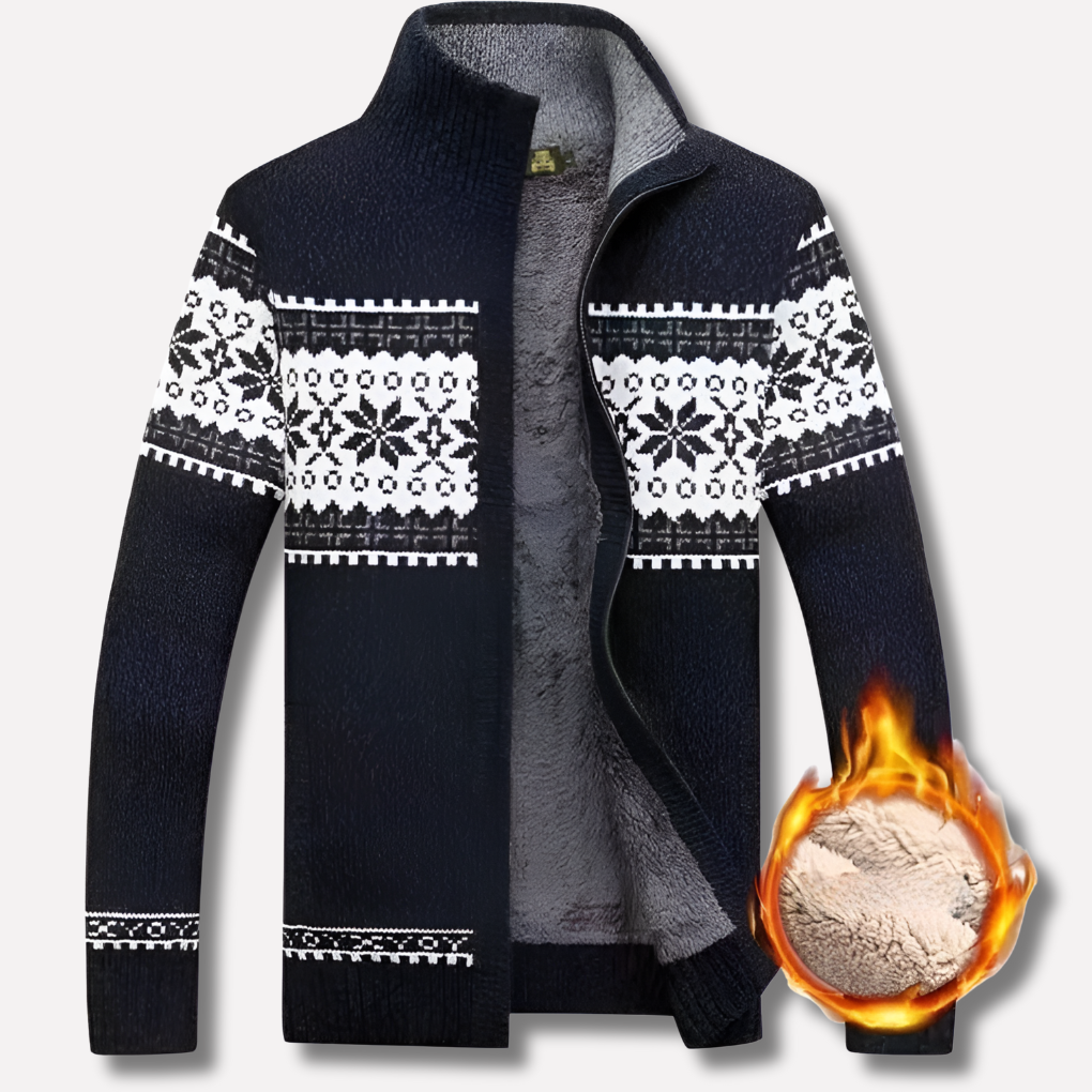 Men's Fleece-Lined Nordic Zip-Up Sweater
