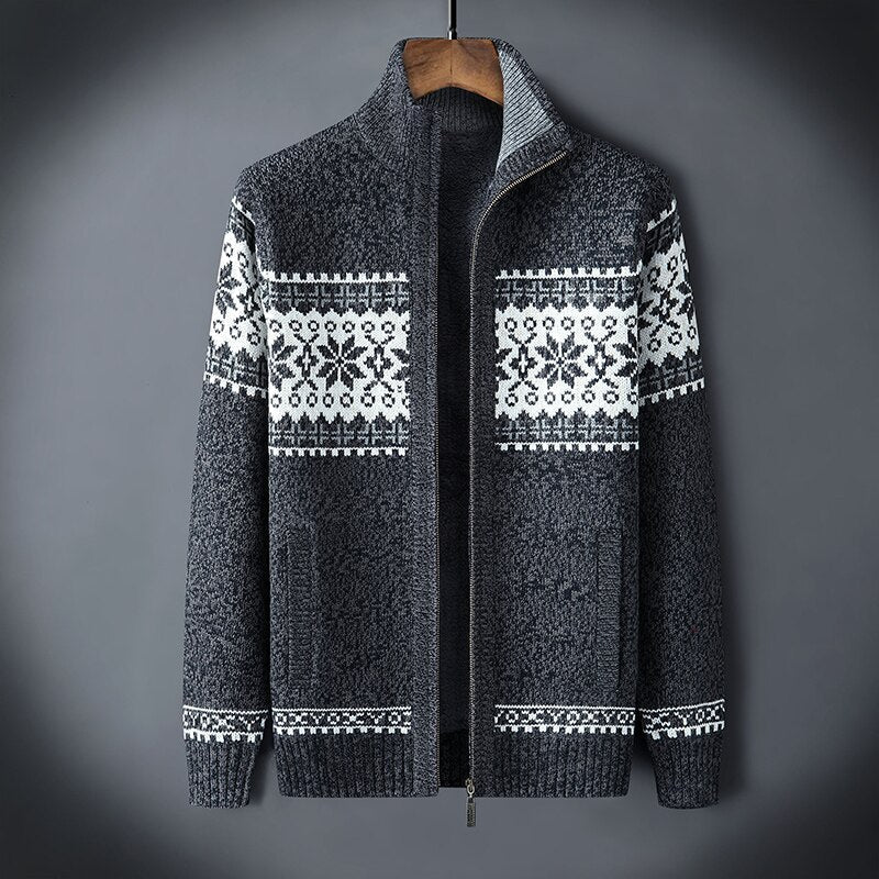 Men's Fleece-Lined Nordic Zip-Up Sweater