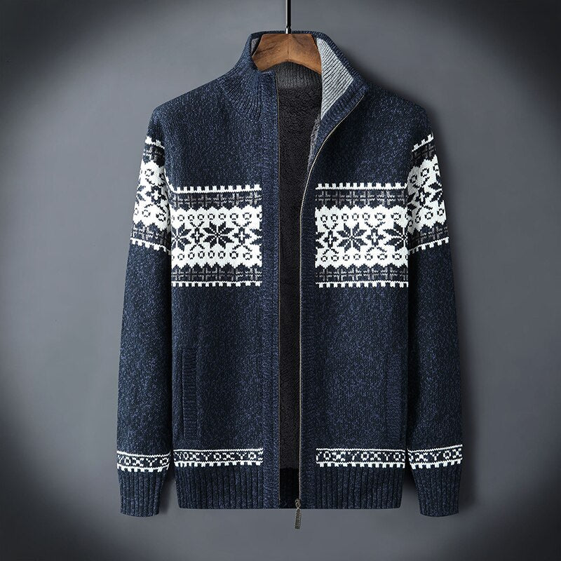 Men's Fleece-Lined Nordic Zip-Up Sweater