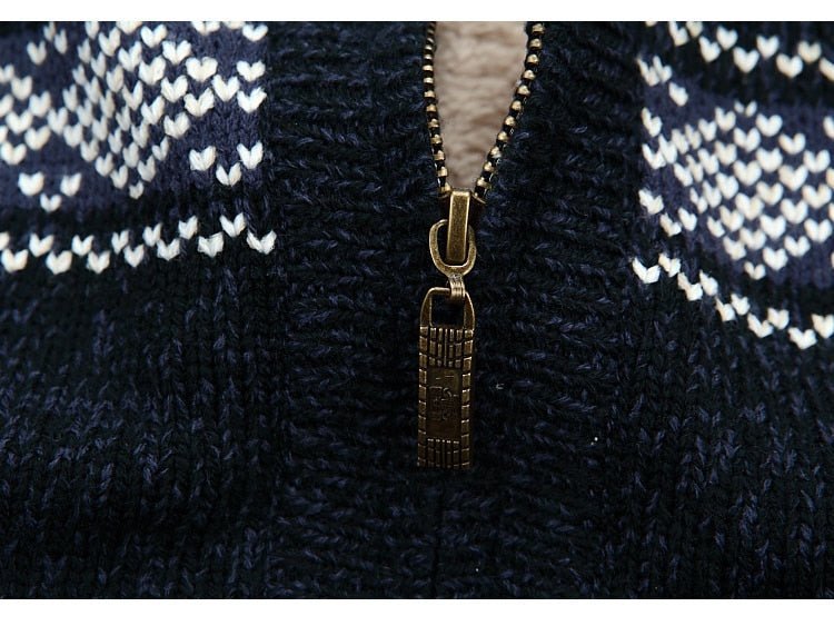 Men's Fleece-Lined Nordic Zip-Up Sweater