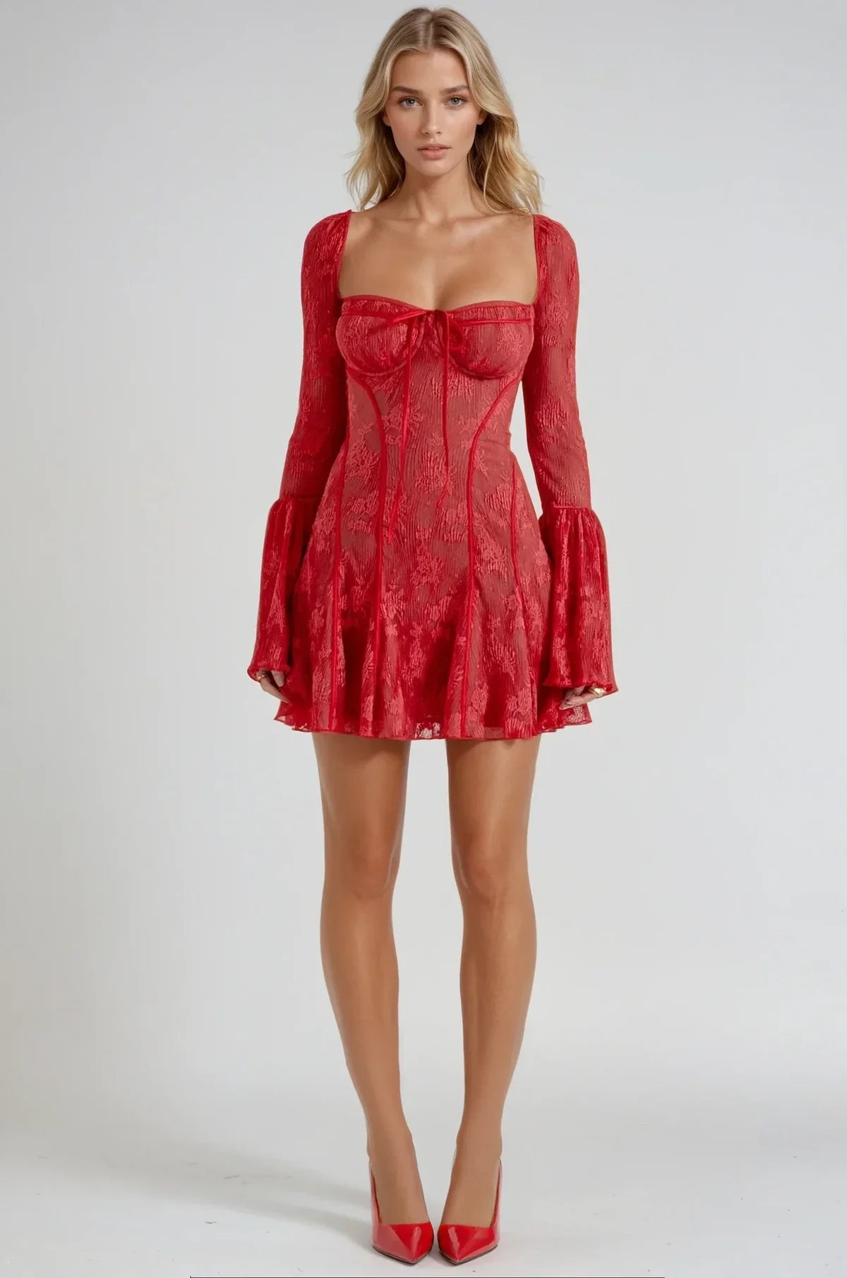 Jurk Dames Kant Illusie Romantisch Lange Mouwen Formeel