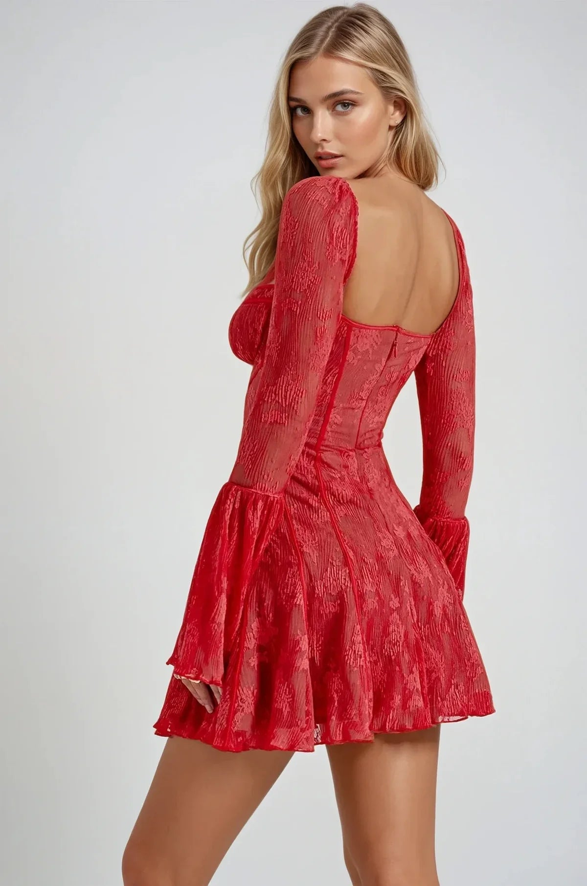 Jurk Dames Kant Illusie Romantisch Lange Mouwen Formeel