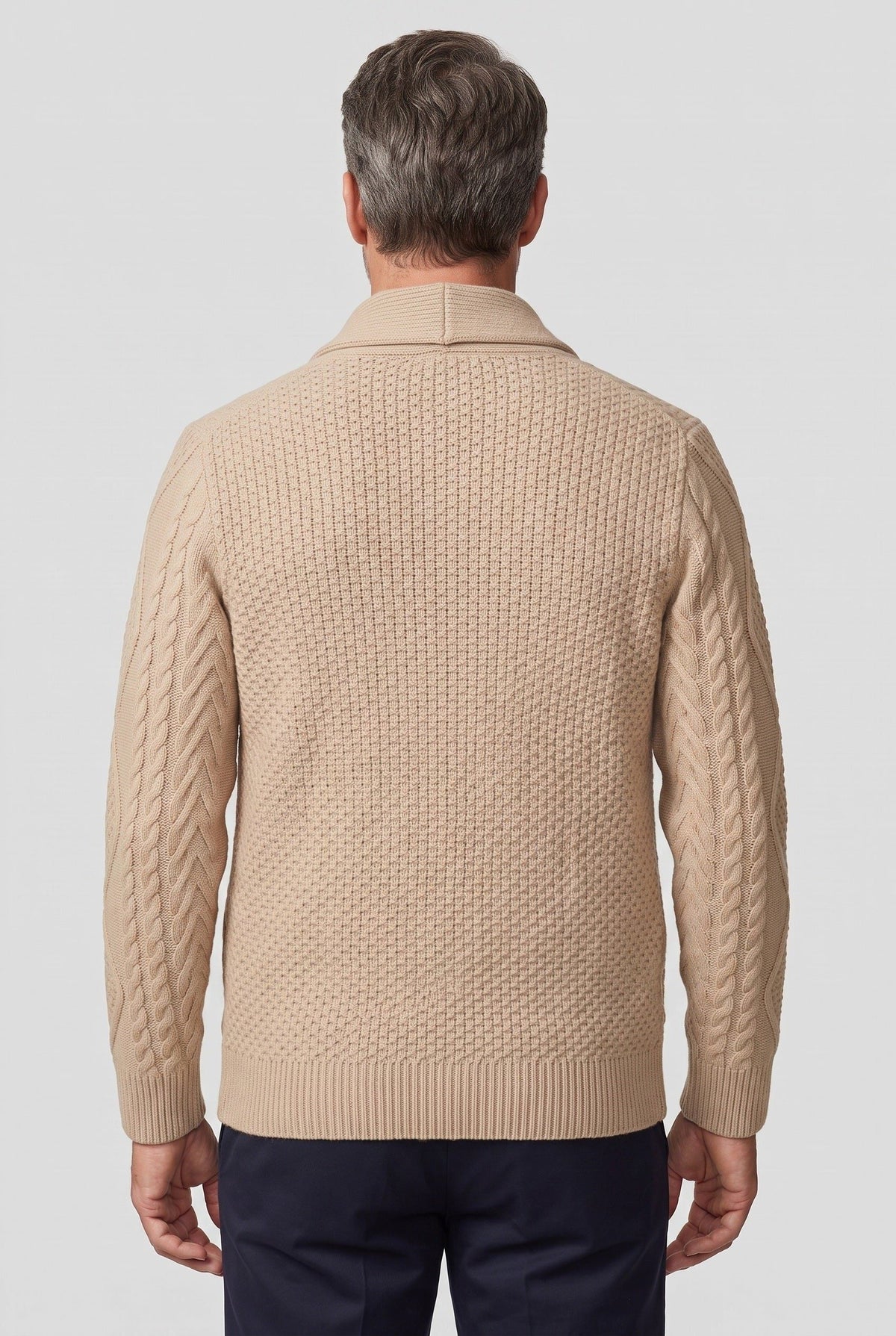 Men's Cable Knit Cardigan with Button Front