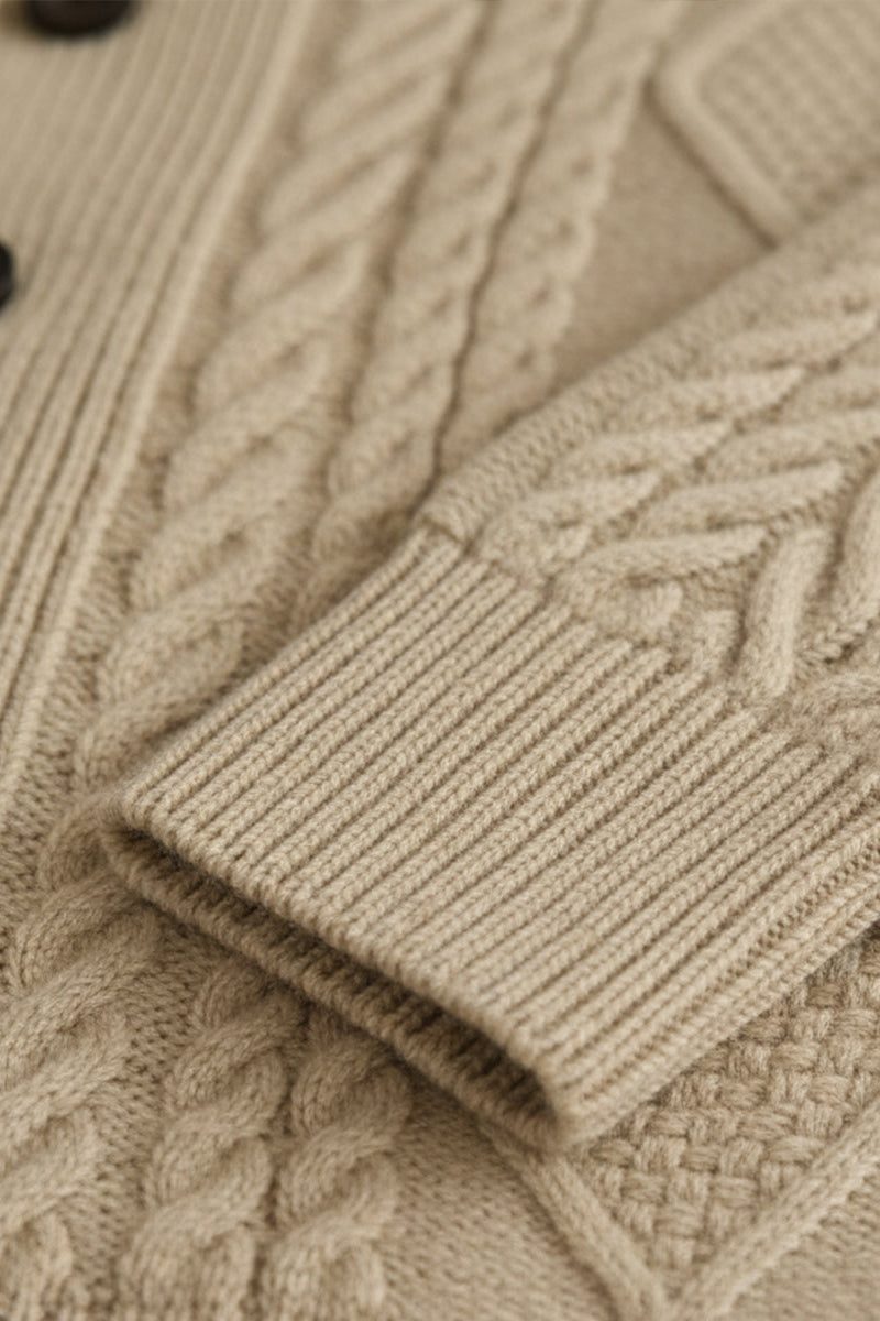 Men's Cable Knit Cardigan with Button Front