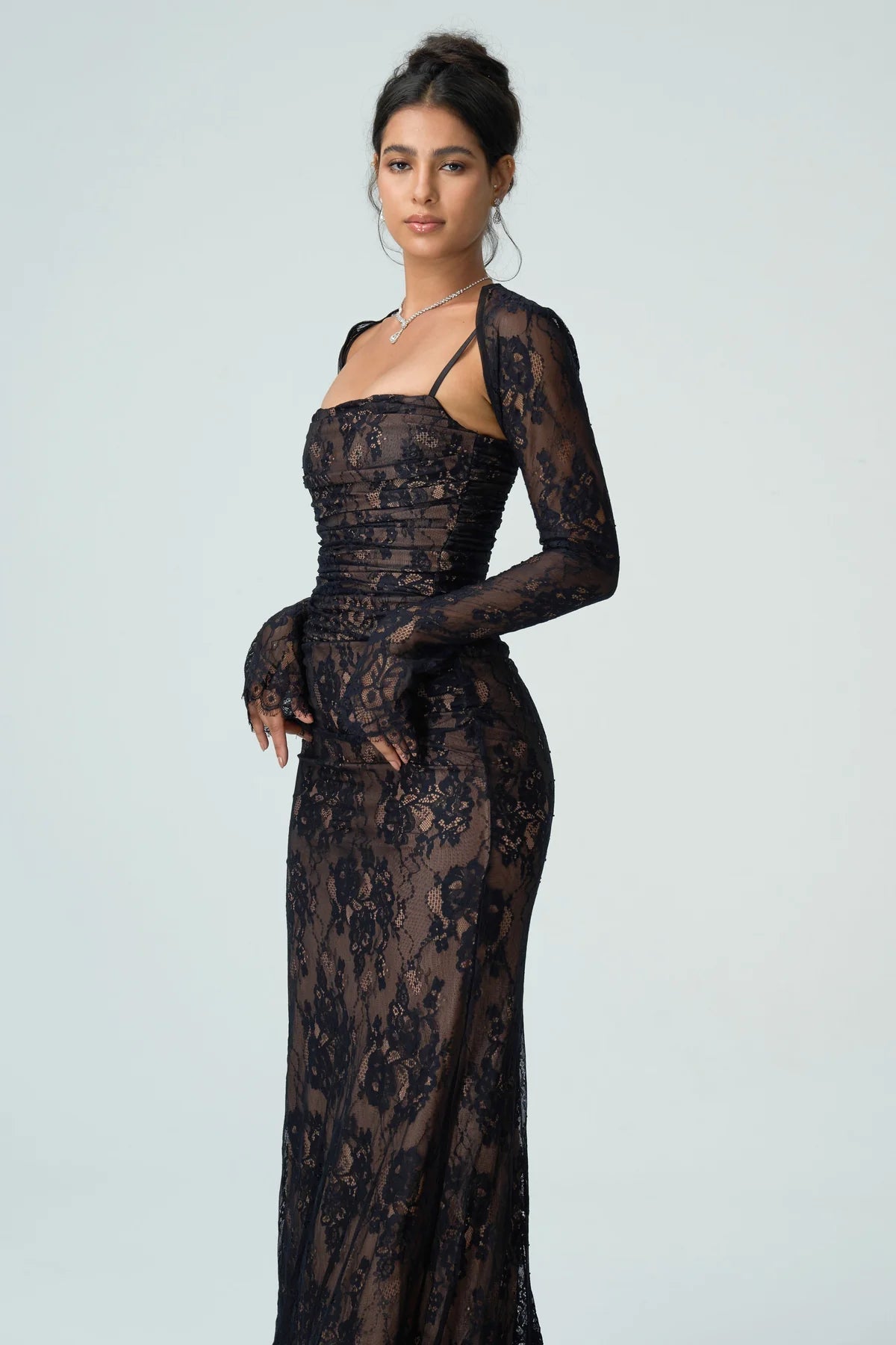 Kantjurk Dames Met Lange Mouwen Elegante Avondjurk