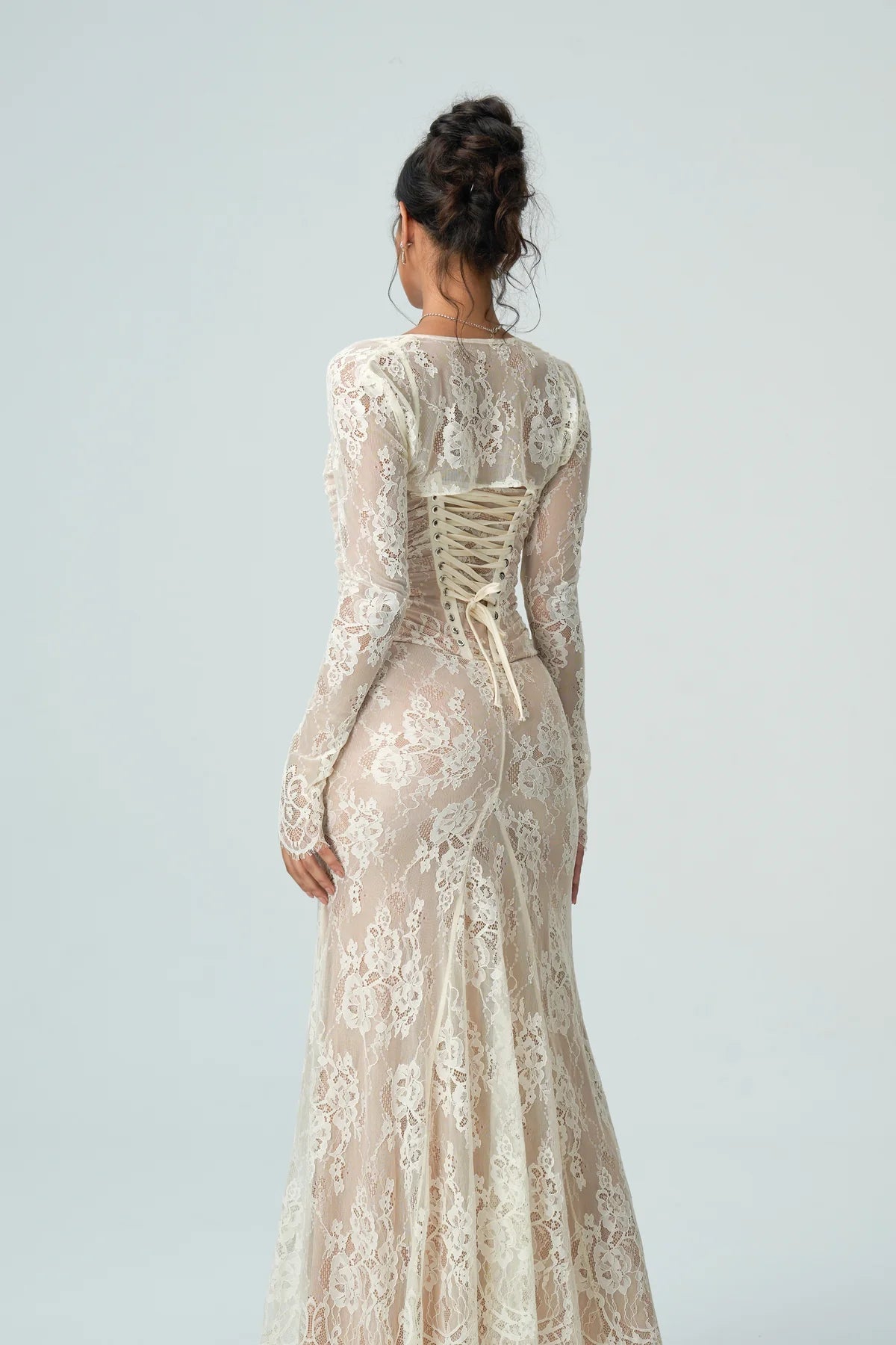 Kantjurk Dames Met Lange Mouwen Elegante Avondjurk
