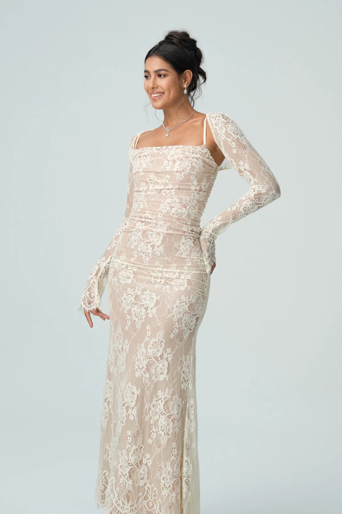 Kantjurk Dames Met Lange Mouwen Elegante Avondjurk