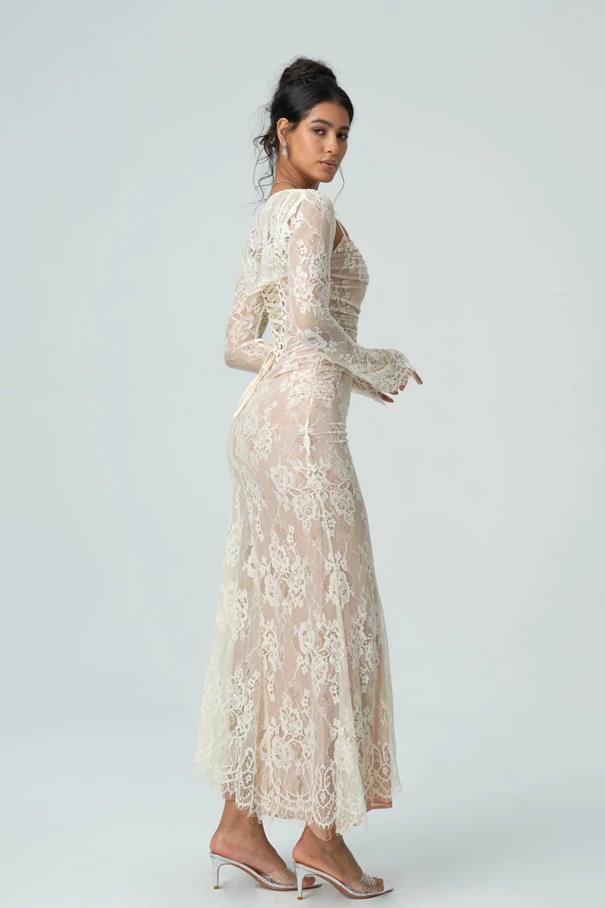 Kantjurk Dames Met Lange Mouwen Elegante Avondjurk